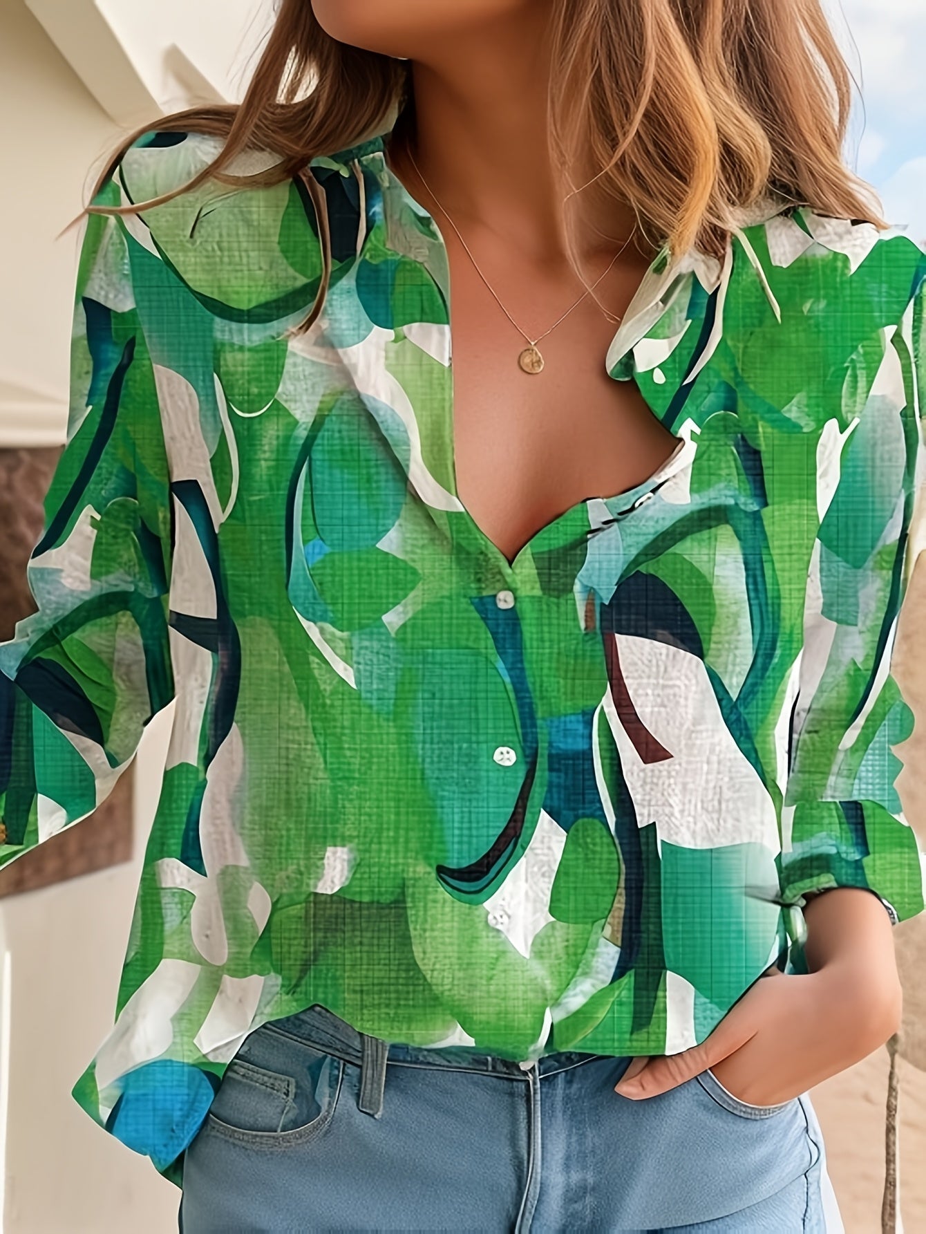 Bjørks™ | Kunstnerisk blomstermønstret skjortebluse