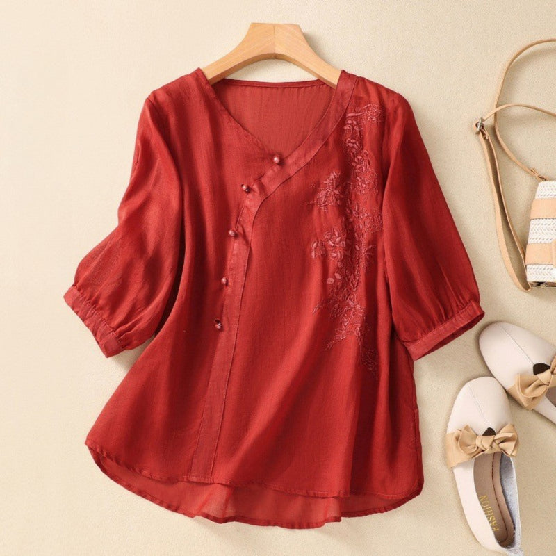 Bjørks™ | Elegant bluse med broderte detaljer