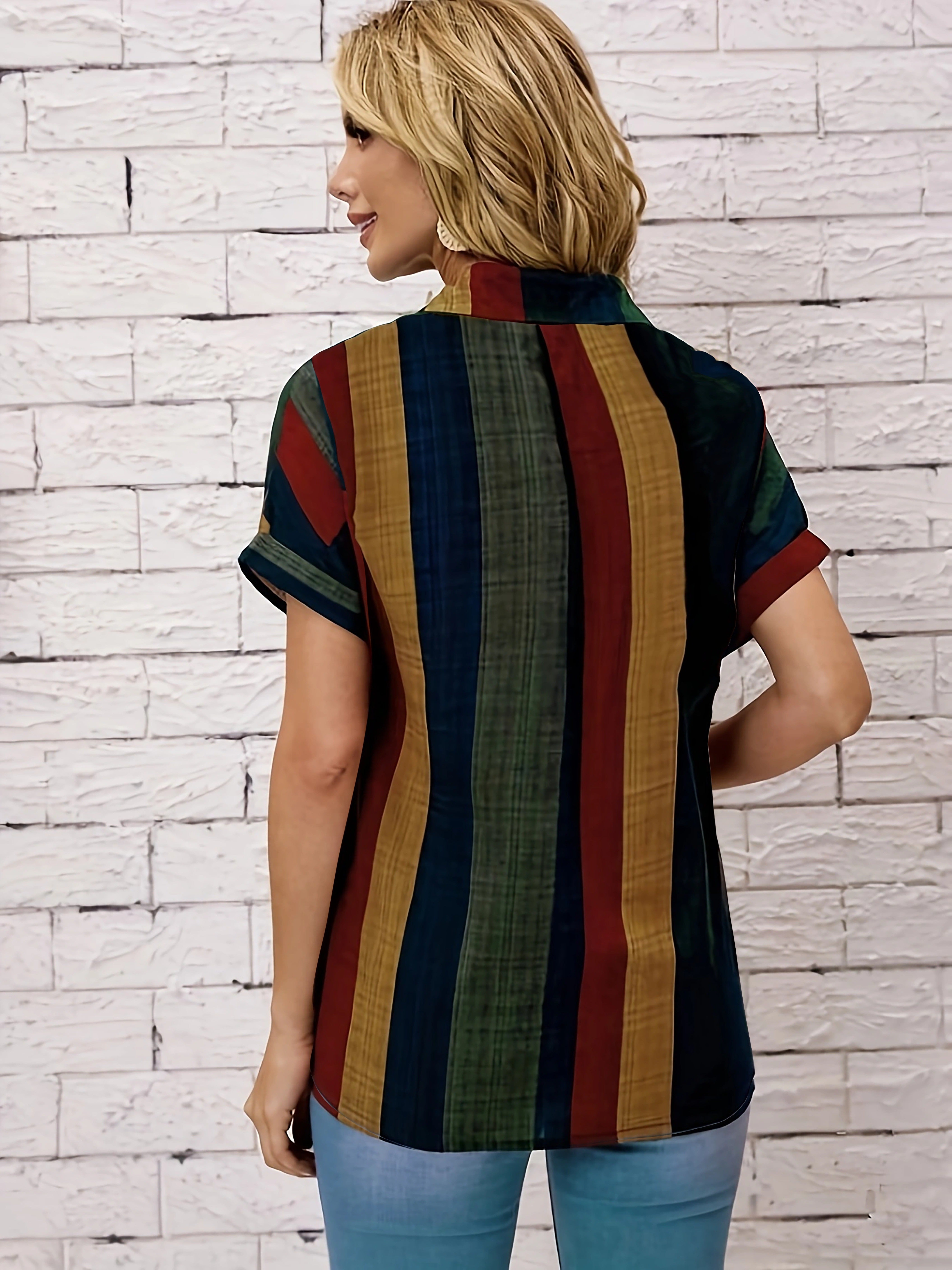 Bjørks™ | Stripet skjortebluse i retrostil