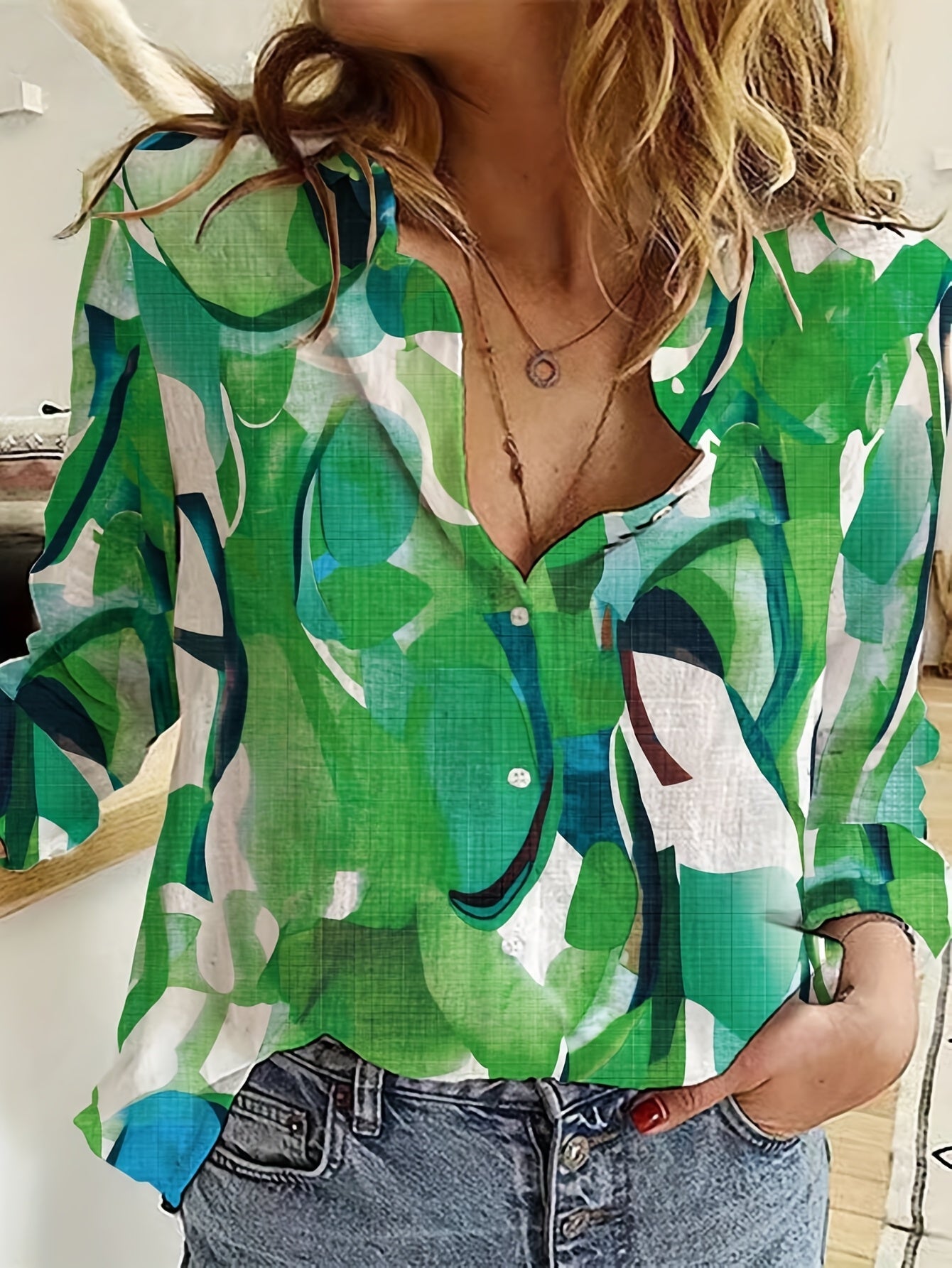 Bjørks™ | Kunstnerisk blomstermønstret skjortebluse