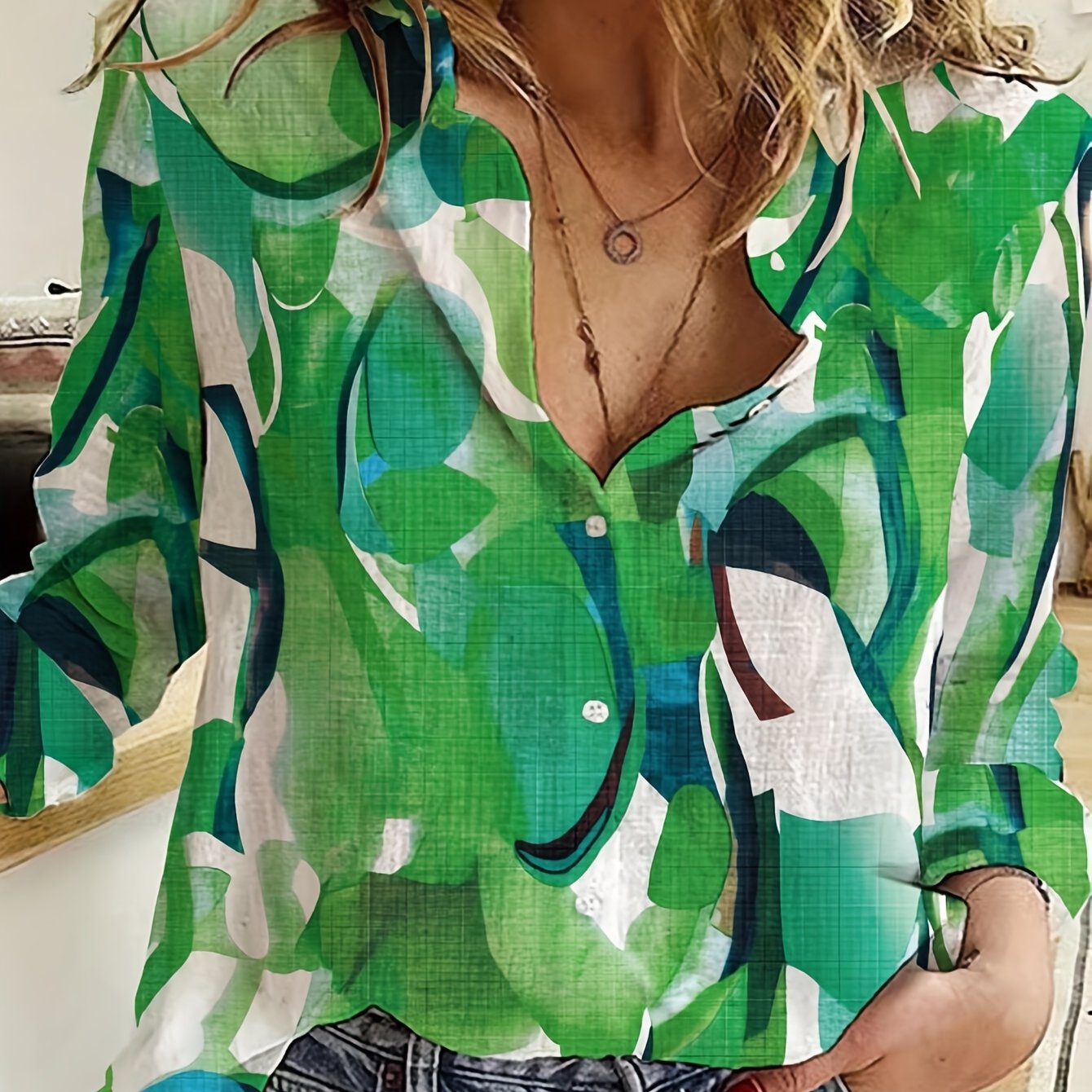 Bjørks™ | Kunstnerisk blomstermønstret skjortebluse