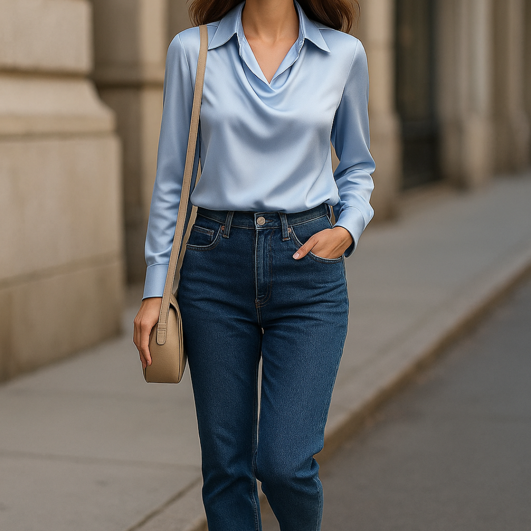 Bjørks™ | Elegant bluse med drapert hals