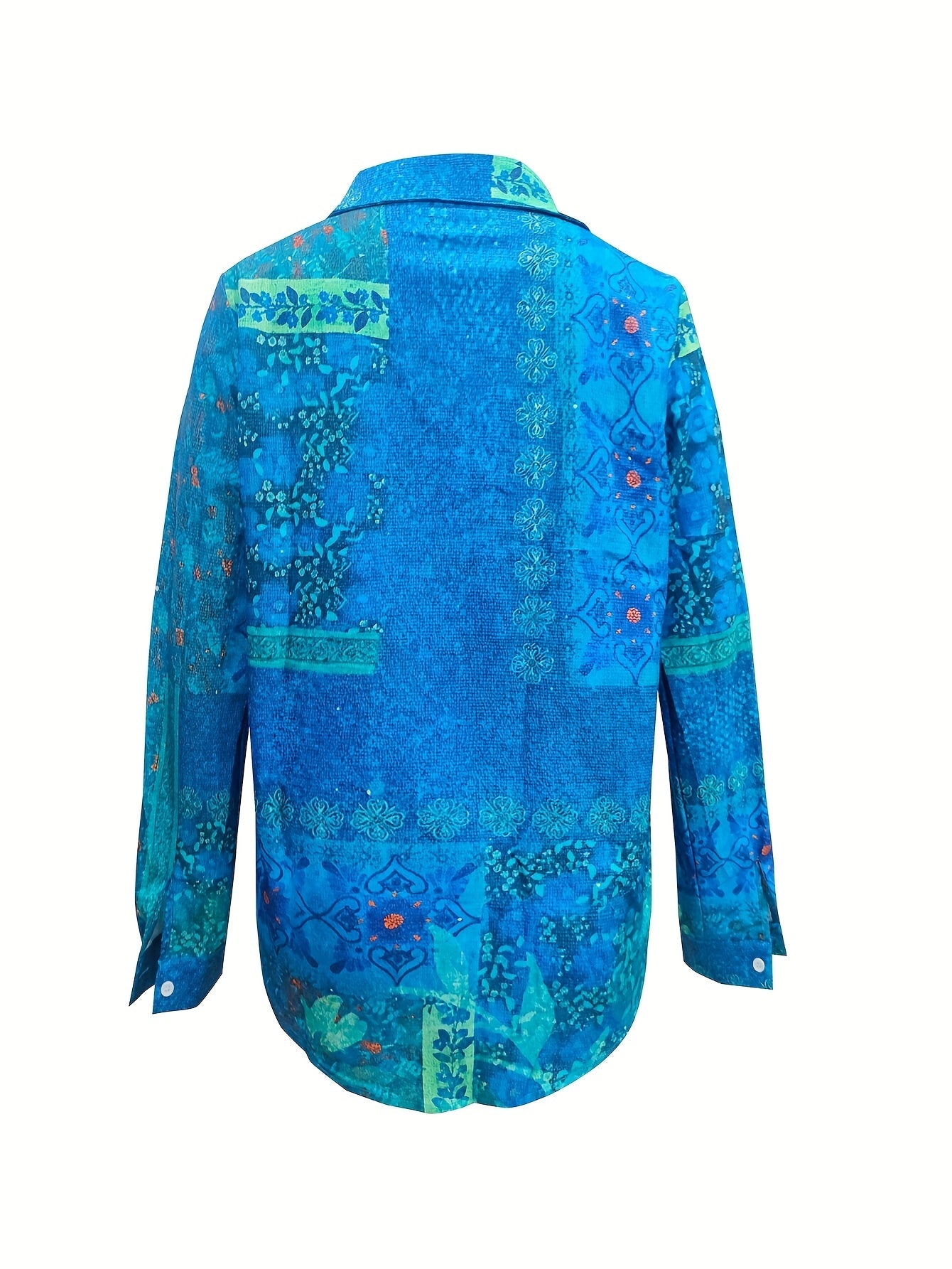 Bjørks™ | Skjortebluse med kunstnerisk blåmønster