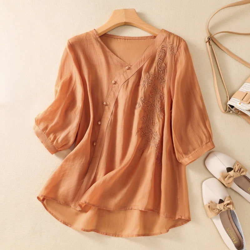 Bjørks™ | Elegant bluse med broderte detaljer