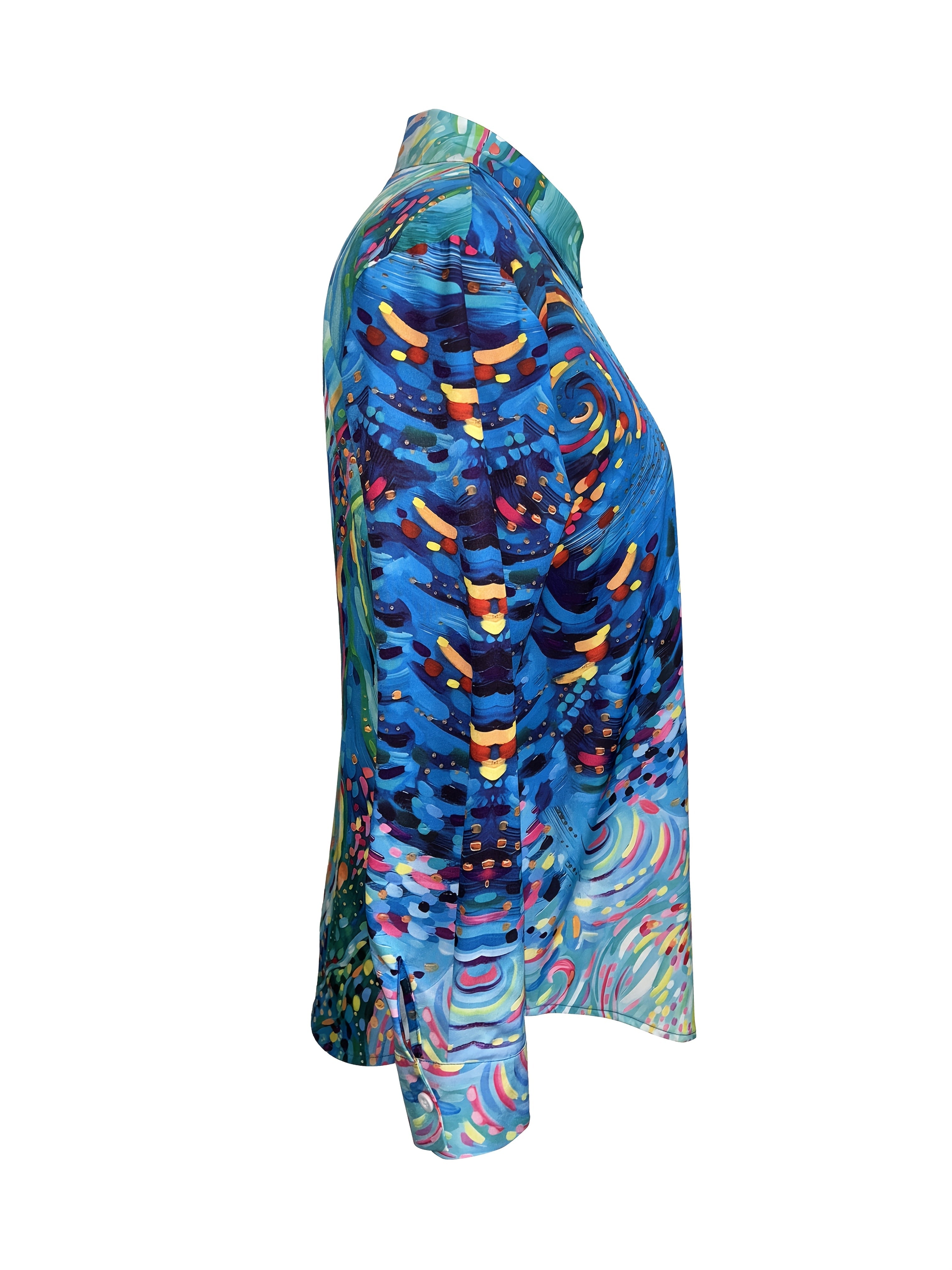 Bjørks™ | Kunstnerisk Skjortebluse med Fargerikt Mønster