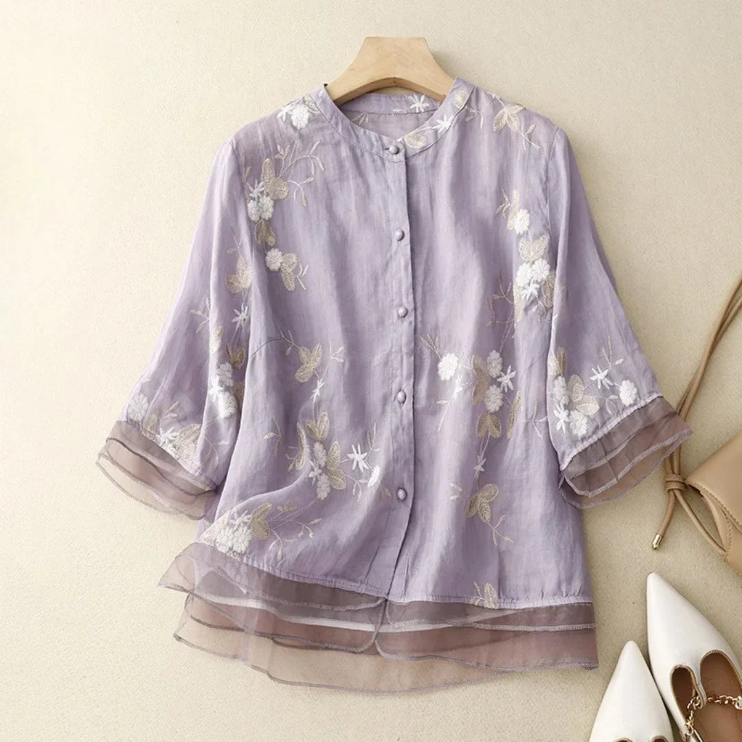 Bjørks™ | Bluse med broderte blomster