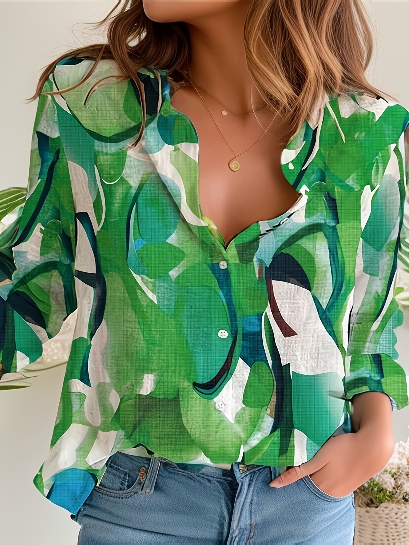 Bjørks™ | Kunstnerisk blomstermønstret skjortebluse