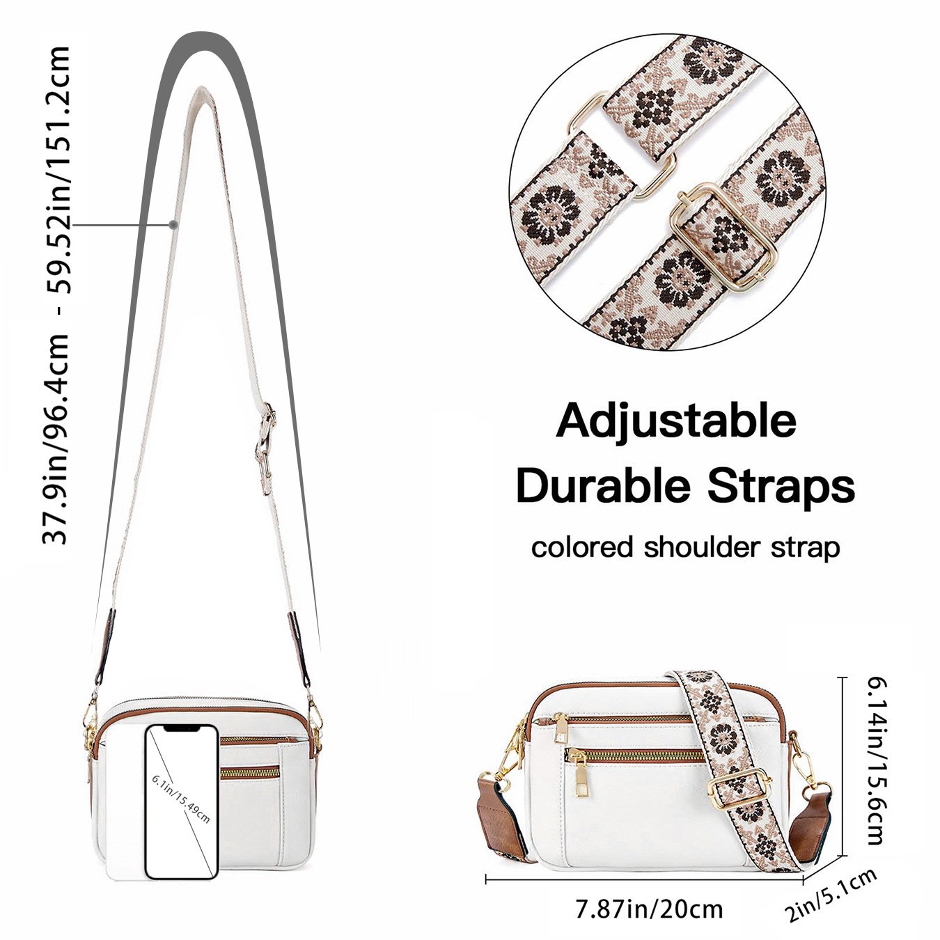 Bjørks™ | Elegant crossbody-veske med mønstret justerbar stropp
