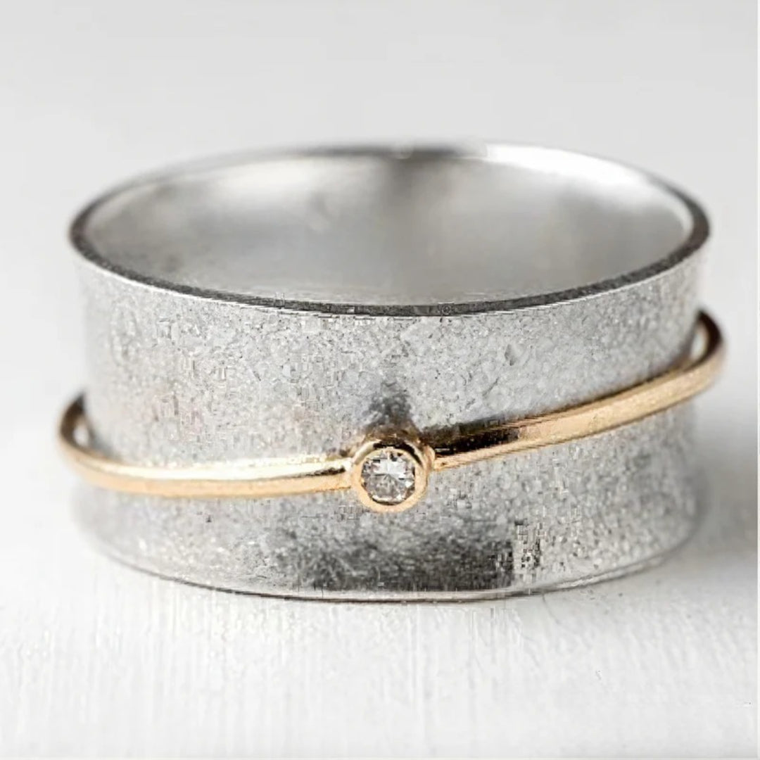 Bjørks™ | Sølvring med Gullbånd og Stein