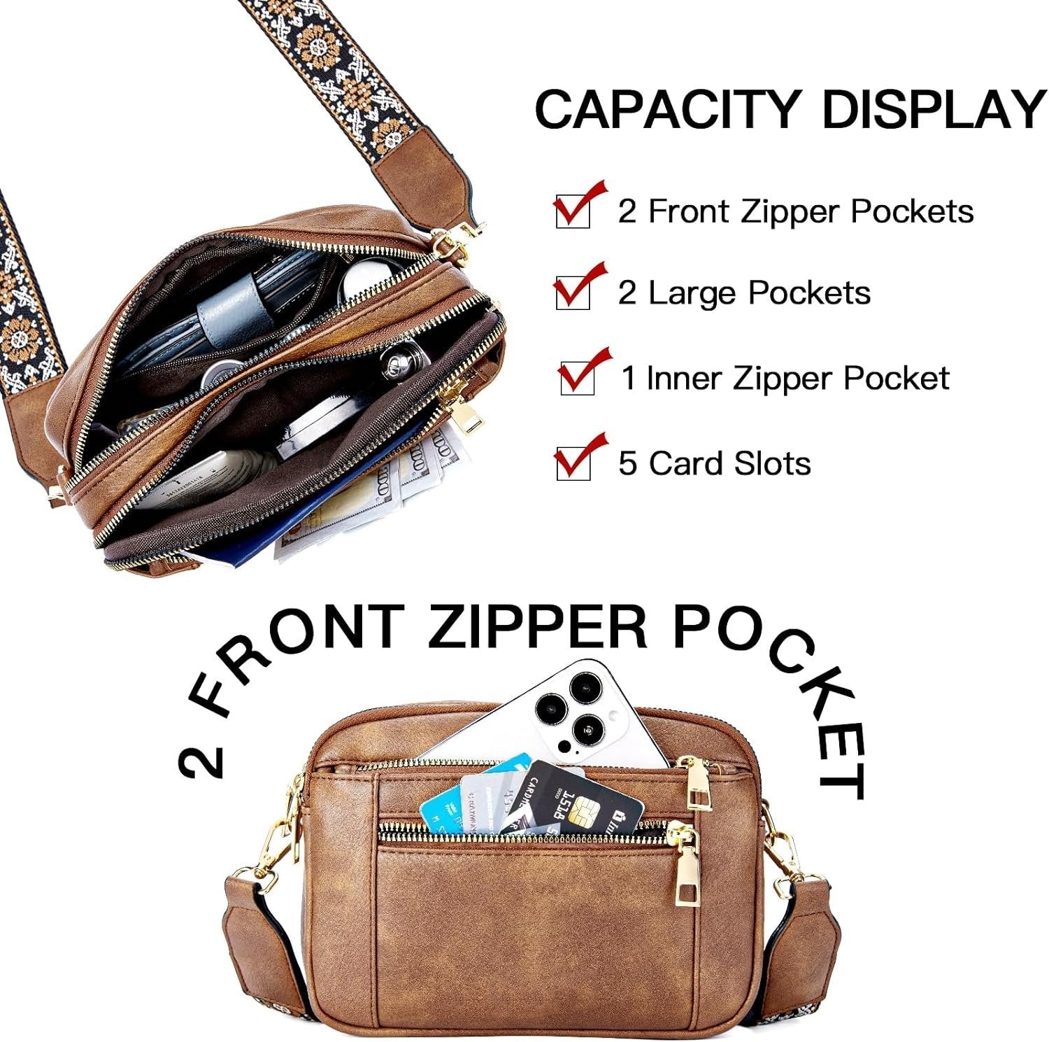 Bjørks™ | Elegant crossbody-veske med mønstret justerbar stropp