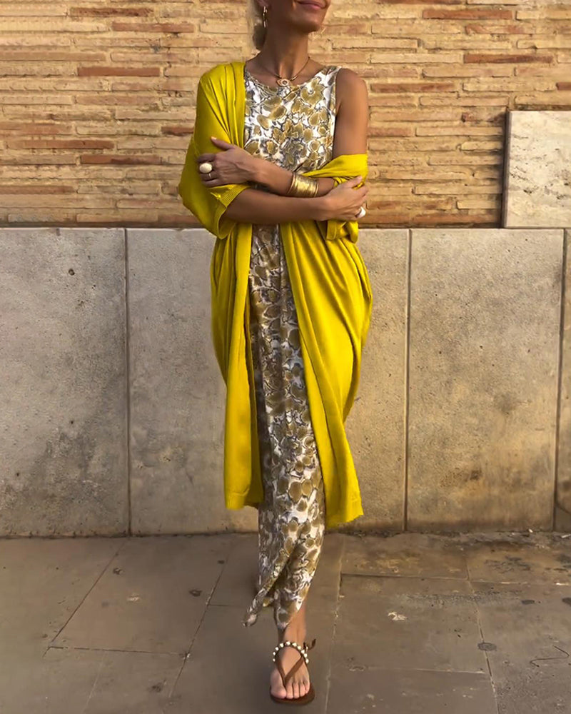 Bjørks™ | Elegant sett med kjole og drapert jakke